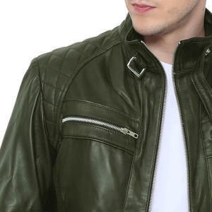 Chaqueta de cuero auténtica personalizada chaquetas de cuero precio de fábrica chaqueta/cuero de cordero de Pakistán al por mayor, marca personalizada de moda para hombre - Product Image 5