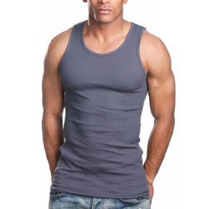 Gilet de sport en coton 230 GSM pour hommes, débardeur uni sans manches avec logo personnalisé pour la musculation et le fitness 2025 - Product Image 5