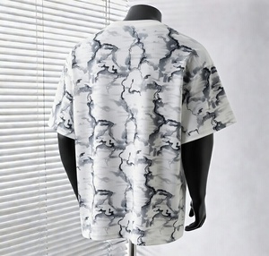 T-shirt ample pour homme effet marbre noir premium, broderie personnalisée, design sur mesure, style hip-hop streetwear - Product Image 2
