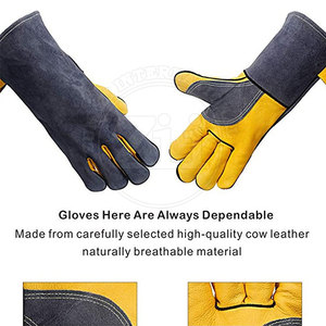 Gants de soudage professionnels en cuir, résistants aux éclaboussures de métal fondu, type A, compatibles TIG/MIG, doublure polaire - Bon prix - Product Image 3