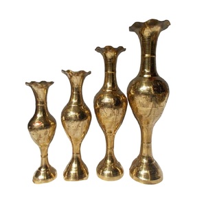 Brass Flower Vase With Engraving Gold Finished For Home Decor <b>Table</b> Decoration High Quality Flower Vase - Product Image 5