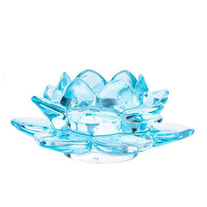 Support à bougie en verre transparent Lotus pour la maison, vente en gros - Product Image 2