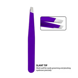 Pinzas para cejas con punta inclinada púrpura de precisión perfeccionada para dar forma a las cejas por Gray Rocks - Product Image 2