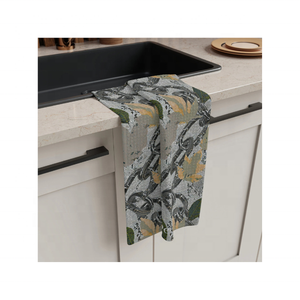 Superventas 100% algodón 16x26 pulgadas toallas de plato hechas a mano bordadas grisáceas 115 GSM secado rápido sostenible ligero hogar - Product Image 1