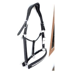 Licol de luxe en cuir incrusté de cristaux, couronne anatomique, soulagement de la pression, doublure rembourrée, accessoire d'équitation scintillant pour concours - Product Image 2