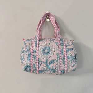 Cute Lady Mini Women's <b>Handbag</b> with Zipper Closure and Flowers Compact Cotton Fabric <b>Storage</b> Solution <b>for</b> Everyday Use - Product Image 1