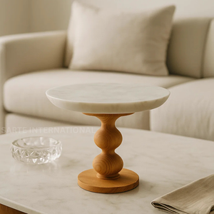 Modern Design Handmade <b>Marble</b> Top <b>Cake</b> <b>Stand</b> Elegant Solid Wooden Base Bulk Order Low Price High Export Quality Handmade Decor - Product Image 4