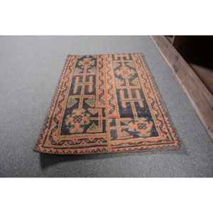 Alfombra Pequeña Vintage de 1.6x2.4 pies (49x72 cm), Alfombra Oriental Turca Marrón - Product Image 2