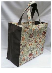 Bolsa de Mano de Lona de Algodón con Panel Floral al por Mayor, con Panel Frontal Floral y Laterales en Contraste, Elegante Bolsa de Compras para Uso Diario - Product Image 2