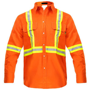 OEM 100% Cotton Hi Vis Workwear Safety Reflective Full Sleeve Uniform <b>Shirt</b> <b>Flame</b>-Retardant Fire Retardant Work Safety Uniform - Product Image 1