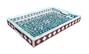 New Best Design Ramadan <b>Eid</b> <b>Gift</b> Bone Inlay Decorative Serving Tray Platter for Home Decor Kitchenware Tea & Coffee Serving Tray - Product Image 4