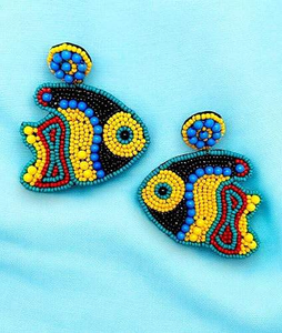 Pendientes de pez hechos a mano con cuentas para mujeres y niñas, declaración étnica india, joyería de moda colgante - Product Image 2