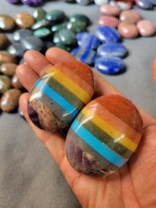 Pierre de paume polie de haute qualité, 7 chakras, pour l'amour, la guérison, la décoration, le cadeau, la méditation, avec collage de précision, approvisionnement en vrac - Product Image 5