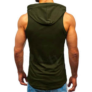 Débardeur à capuche surdimensionné Gym Fitness pour hommes respirant en coton tricoté fabriqué en usine Produit des fabricants - Product Image 3