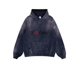 Drop Shoulder Printed Hoodie | Sudadera con capucha bordada para hombre con logotipo personalizado | Acid Wash Vintage Hoodie Wholesale" - Product Image 2