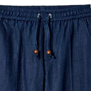 Navy <b>Linen</b> Pants Designed for comfort and Style with Concealed Zippered Side Pocket and a Relaxed, Easy-going Silhouette - Product Image 6