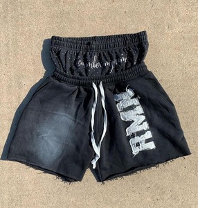 Personalizado de los hombres de verano de talla grande Jogger pantalones cortos de chándal de algodón de peso pesado francés Terry lavado ácido pantalones cortos de cintura doble - Product Image 1