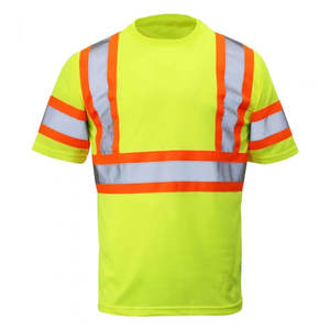 T-shirts de sécurité en polyester 100% personnalisés avec logo, vêtements de travail haute visibilité pour la construction, ruban réfléchissant, t-shirts tricotés formels, vente en gros - Product Image 5