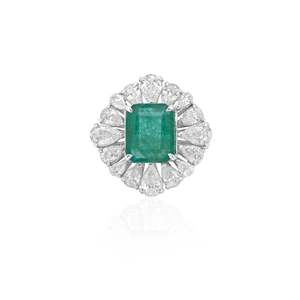 Emerald Cut Couple <b>Ring</b> in Platinum with Pink <b>Sapphire</b> Ruby Zircon - Product Image 1