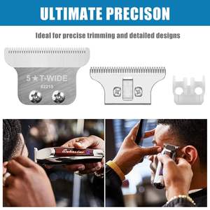 Lot de 2 lames larges de rechange 2215 pour tondeuse, lames réglables en acier inoxydable à écartement nul, type de prise US, argent - Product Image 3