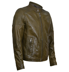 Veste en cuir souple formelle de tous les jours pour hommes poches de poitrine à fermeture éclair chaudes poignets réglables toile tissu Logo avant vente - Product Image 2