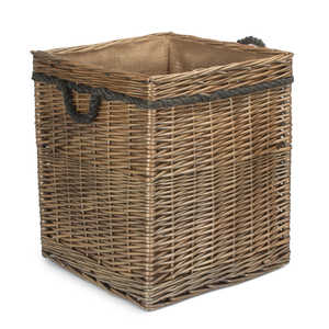 Antique Wash Square Storage Wicker <b>Basket</b> Log Design for Practical and Stylish Organization - Product Image 6