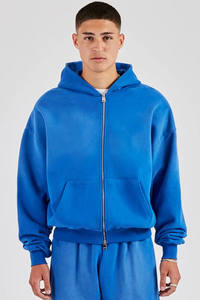 Sweat à capuche zippé personnalisé et jambe large en coton éponge doux épais deux pièces survêtement pour hommes Streetwear hommes survêtements - Product Image 5