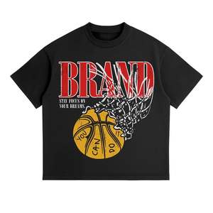 เสื้อยืดผู้ชายแขนสั้นผ้าคอตตอน100% 300กรัมเสื้อยืดไหล่ทึบทรงหลวมแนวสตรีท - Product Image 4