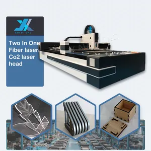 Two In One Fiber Laser Cutter With Co2 Laser Head Cutting Mix Hybrid Metal And Unmetal Cutter Machine
