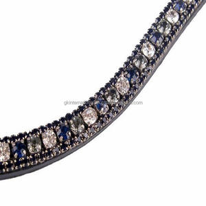 Diamantes de imitación de cristales transparentes o negros azules personalizados, diamantes con forma de onda ostentosa, banda para cejas de caballo de cuero inglés negro, todos los tamaños - Product Image 2