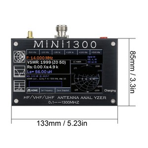 Hamgeek mini1300 0.1-1300MHz HF/VHF/UHF Ăng ten phân tích với 4.3 "Màn hình cảm ứng vỏ hợp kim nhôm - Product Image 5