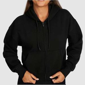 Sweat-shirts à capuche pour femmes en coton et fibre de bambou, couleur noire, fermeture éclair, hiver, fabrication sur mesure OEM, badge frontal Hosten Greek Enterprises - Product Image 6