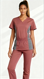 Uniformes Médicos de Alta Calidad al por Mayor para Mujer, Trajes Médicos de Diseño con Manga Corta y Cuello en V para Enfermeras - Product Image 3