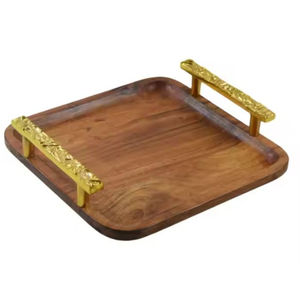 Bandeja de servicio ovalada de madera de Mango hecha a mano de Calidad exclusiva, elegante mango plateado, accesorios de mesa de Hotel para catering, comida pulida - Product Image 2