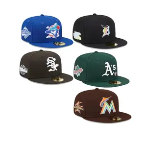 2024 new zjm HUAYI 3d embroidery Side patch fit cap gorras flat brim american fitted hats for team In stock