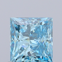 Diamant de laboratoire de 1,06 carat, certifié IGI, taille princesse, bleu vif avec nuances vertes, clarté VVS2, polissage excellent