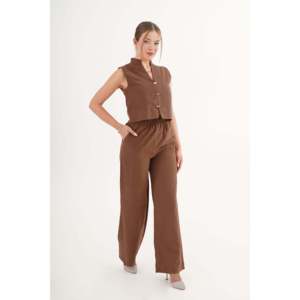 Conjunto de Dos Piezas LUSTRIN para Mujer: Chaleco Elegante sin Mangas en Gamuza Gris y Pantalones Anchos Holgados, Venta al Por Mayor - Product Image 2
