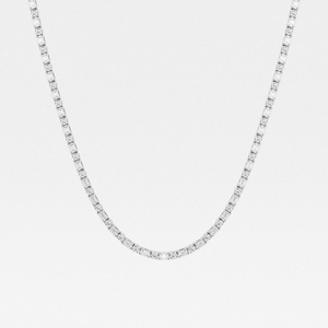 14K oro blanco Esmeralda corte laboratorio cultivado diamantes alternando tenis collar hecho a mano diseño minimalista collar de moda de las mujeres - Product Image 6