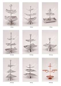 การออกแบบสไตล์นอร์ดิกเค้ก Etagere อเนกประสงค์ยืนแสดงสูง5ชั้นรอบรูปร่างแผ่นถาดวัสดุโลหะสีเงิน - Product Image 2