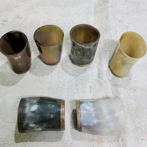Tazas de Cuerno Vikingo Auténticas, Pulimentadas, Ligeras, Estilo Vintage Personalizado, Capacidad de 400 ml, Aptas para Lavavajillas y Microondas, Vajilla para Fiestas - Product Image 1