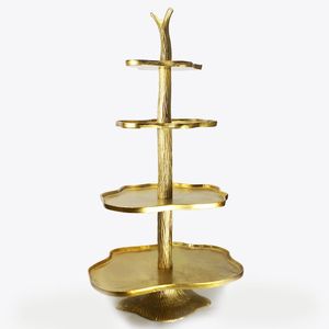 Présentoir à gâteaux en aluminium poli or de forme antique avec fini poli pour les fêtes sophistiquées - Product Image 1