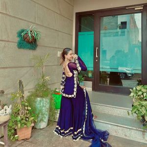 Elegante bordado Salwar Kameez indio pakistaní diseñador Plazzo traje para adultos pesado boda fiesta Casual y ropa Casual - Product Image 3