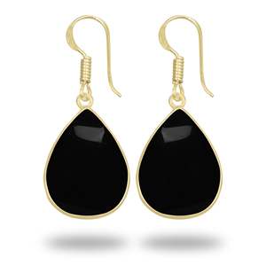Pendientes de Oro Real de 18K Más Vendidos para Mujeres y Niñas, Pendientes Clásicos para Bodas y Fiestas, Joyería con Piedras Preciosas de Ónice Negro para Mujer - Product Image 3