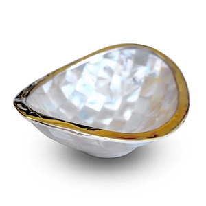 Cuenco pequeño ovalado hecho a mano con concha de perla Madre, respetuoso con el medio ambiente, técnica personalizada, unión, bordes superiores de plata esterlina laminada - Product Image 5