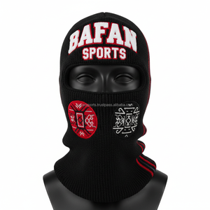 Balaclava en laine mélangée de qualité supérieure pour femmes, design bicolore noir et rouge avec logo brodé personnalisé, balaclava pour femmes - Product Image 1