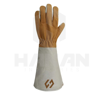 Guantes DE SEGURIDAD personalizados flexibles de cuero dividido MIG de cuero de vaca de grano superior, guantes de seguridad con forro de algodón reforzado para el pulgar de la palma - Product Image 6