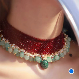 Indian Manufacturer's Gold Plated Hydro <b>Beads</b> Necklace <b>Set</b> Custom-shaped Brass Cute Zircon for Women Girls for Weddings Parties - Product Image 1