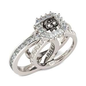 Jeulia Interchangeable Halo Black <b>Skull</b> Sterling Silver <b>Ring</b> - Product Image 1