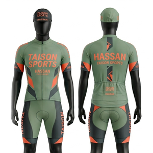 Conjunto de maillot y pantalones cortos de ciclismo para mujer, tela de poliéster y spandex, diseño de panel degradado azul claro y azul marino, sublimación, logotipo personalizado - Product Image 2