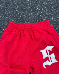 Custom Logo All-Over Print <b>Baggy</b> Sweat pant Streetwear Style Rhinestone Elastic Waist Mid Waist Flare Design Casual pant - Product Image 3